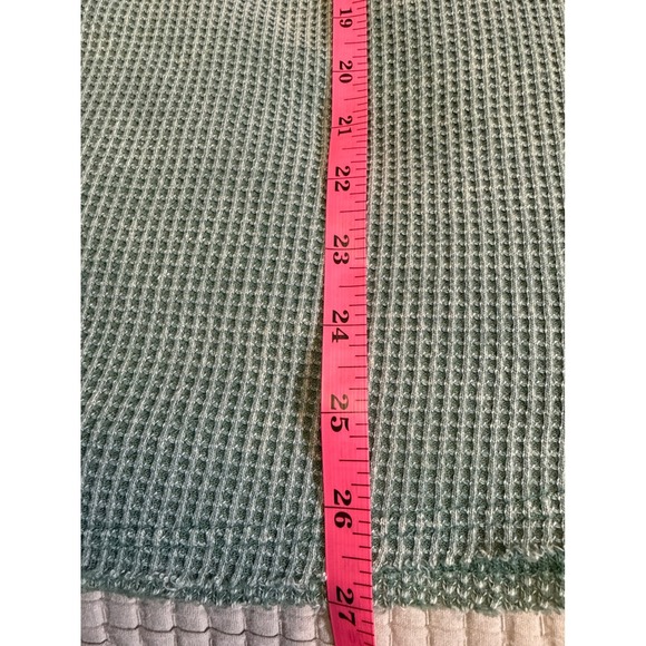 Womens Sage Green Beachy Lightweight Waffle Knit Henley Hoodie Indie Oversized - Picture 6 of 10